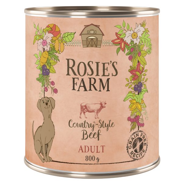 6x800g Adult Rund Rosie's Farm Hondenvoer nat