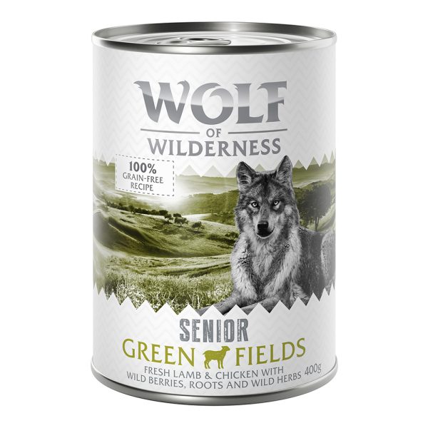 12x400g Senior Green Fields Lam & Kip Wolf of Wilderness Hondenvoer