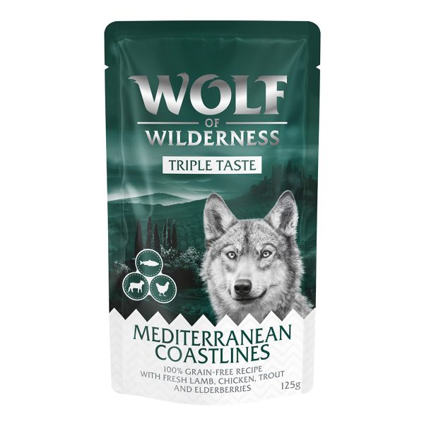 12x125g "Triple Taste" Mediterranean Coastlines Wolf of Wilderness Hondenvoer
