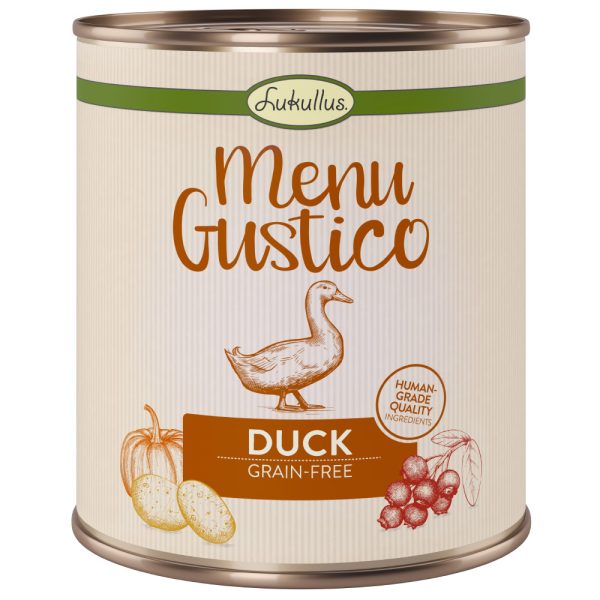 Voordeelpakket Lukullus Menu Gustico 12 x 800 g Hondenvoer - Eend met Wortel, Cranberry's en Rozemarijn