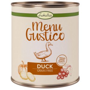 6x800g Menu Gustico Eend met Wortel, Cranberry's en Rozemarijn Lukullus Hondenvoer