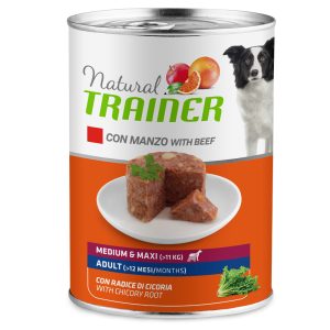 24x400g met Rundvlees Adult Medium/Maxi Trainer Natuurlijk Umido per Cani