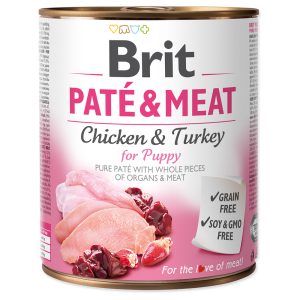 24x 800g Brit Paté & Vlees Puppy Kip & Kalkoen hondenvoer nat