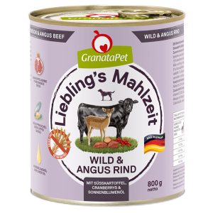 6x800g GranataPet Lievelingsmaaltijd Wild & Angus Beef Hondenvoer