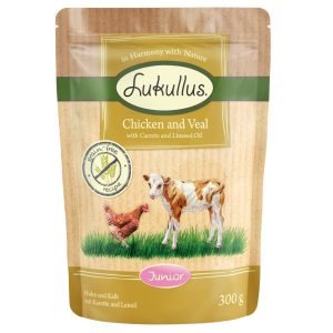 6 x 300 g Lukullus Naturkost Vershoudzakjes Junior: Kip & Kalf (graanvrij)