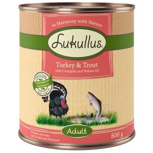 24x800g Variant XVII Adult Kalkoen & Forel (graanvrij) Lukullus Hondenvoer
