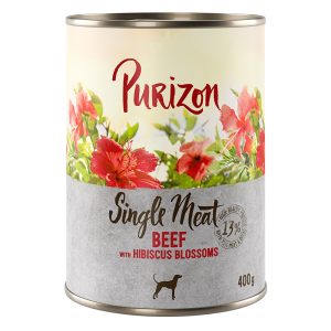 Purizon Single Meat 12 x 400 g - Rund met hibiscusbloesem