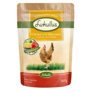 6 x 300 g Lukullus Naturkost Vershoudzakjes Adult: Kip met paellarijst & groenten