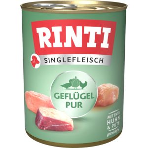 RINTI Singlefleisch 6 x 800 g Hondenvoer - Puur gevogelte
