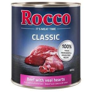 6x800g Rund met Kalfsharten Rocco Hondenvoer