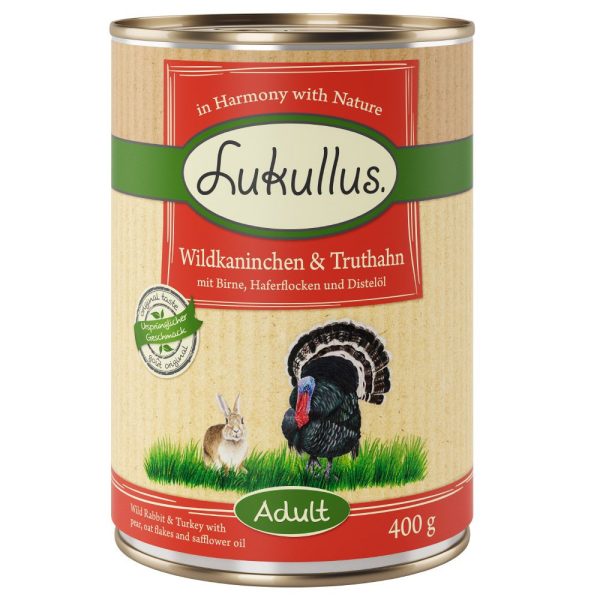 6 x 400 g Lukullus Organic Adult Wild Konijn & Kalkoen