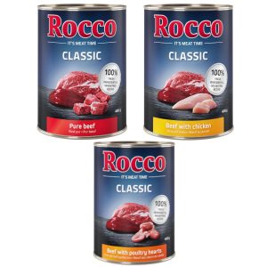 6x400g Classic Mix Puur Rund, Rund/Gevogeltehart, Rund/Kip Rocco Hondenvoer nat