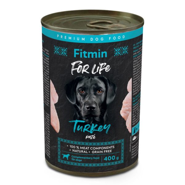 6x400g Fitmin Dog For Life Kalkoen hondenvoer nat
