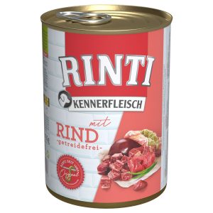 Voordeelpakket Rinti "Kennerfleisch"  24 x 400 g Hondenvoer - Mix rund, gevogeltehart