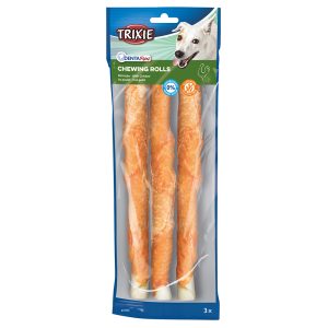 4x250g Trixie Denta Fun Chicken Chew Rolls ca. 28cm Hondensnacks
