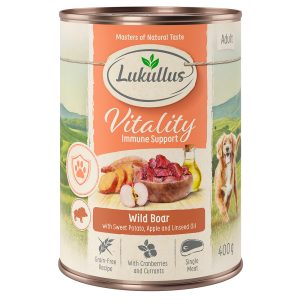 6x400g Vitality Ondersteunt het Immuunsysteem: Wild Zwijn (graanvrij) Wild Zwijn Lukullus Honden natvoer