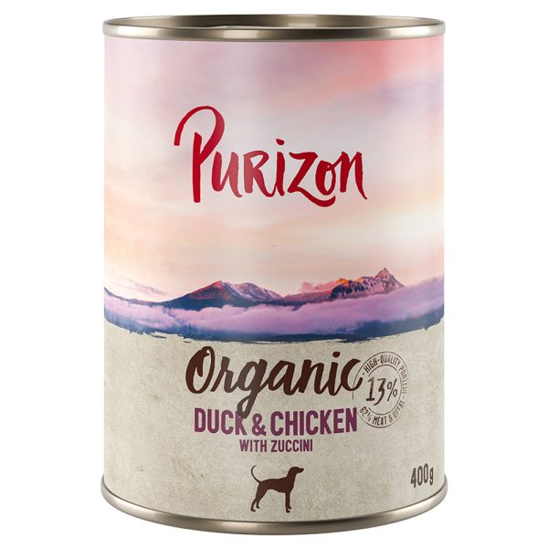 Dubbelpakket Purizon Organic 12 x 400 g - Eend en kip met courgette