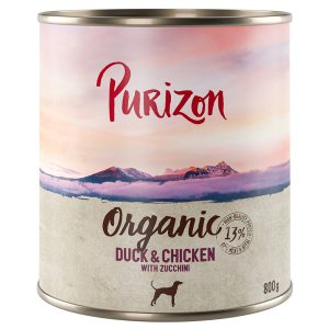12x800g Organic Eend & Kip met Courgette Purizon Hondenvoer