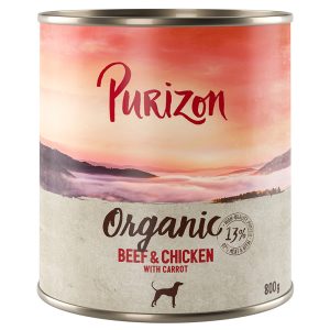 Voordeelpakket Purizon Organic 24 x 800 g - Rund en kip met wortel