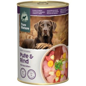 6x 400g Pure Nature Adult Kalkoen & Rund hondenvoer nat