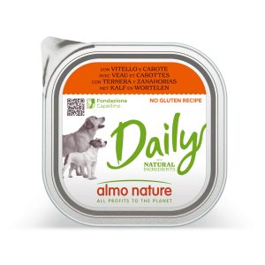 9x300g Almo Nature Daily met Kalf en Wortelen Hondenvoer Nat