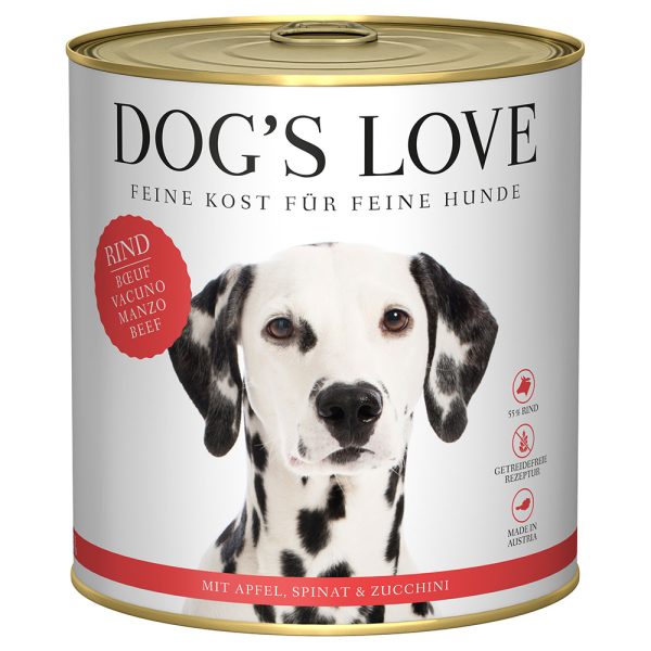 6x 800g Dog's Love Adult Rundsvoer Nat