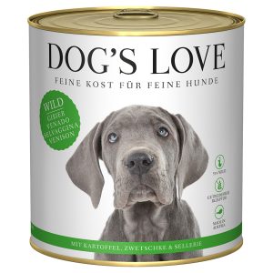 6x 800g Dog's Love Adult Wild hondenvoer nat