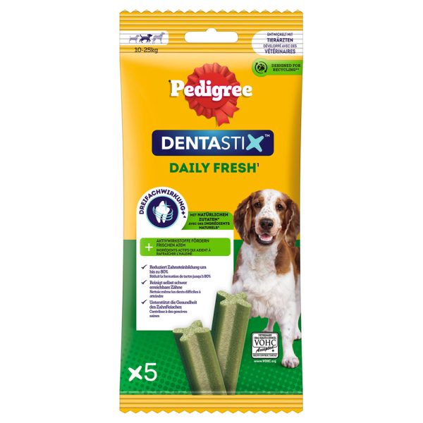 5 stuks voor Middelgrote Honden Fresh Dagelijks Fris Pedigree Dentastix Hondensnacks