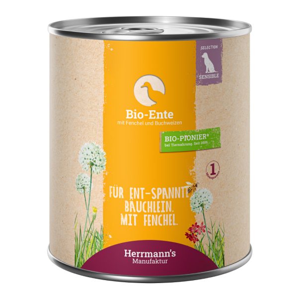 12x800g Herrmann's Menu Bio eend met bio venkel en bio boekweit