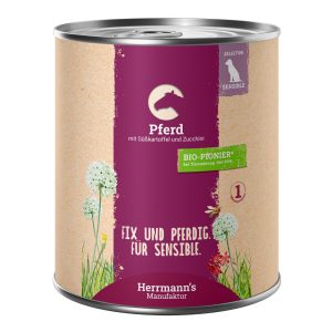 12x800g Herrmann's Menu Paard met bio zoete aardappel en bio courgette