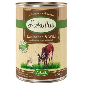 6 x 400 g Lukullus Organic Adult Konijn & Wild