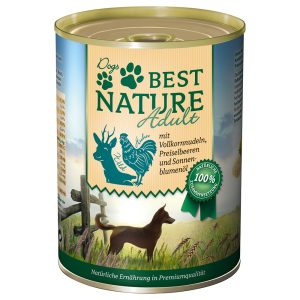 6x 400g Best Nature Dog Adult Wild, Kip & Noedels nat hondenvoer