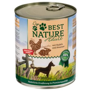 12x 800g Best Nature Dog Adult Konijn, kip & noedels Hondenvoer nat