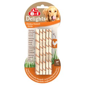 10 Stuks 8in1 Delights Twisted Sticks voor kleine honden kip hondensnacks