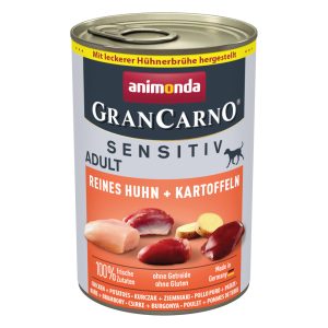 Voordeelpakket: 24x400g animonda GranCarno Adult Sensitive Puur Kip & Aardappelen Honden Natvoer