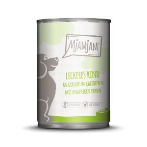 Sparpaket: 12x400g MjAMjAM Adult Hond Lekker rundvlees met gekookte aardappelen Honden Natvoer