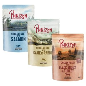 Purizon Adult 6 x 300 g Hondenvoer - Mixpakket 3 soorten: Black Angus, Zalm, Wild met Konijn