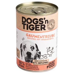 Voordeelpakket: 12x400g Dogs'n Tiger Adult Gevogelte & Zoete aardappel hondenvoer nat