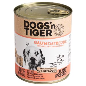 6x 800 g Dogs'n Tiger Adult gevogelte & zoete aardappel nat hondenvoer