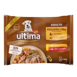 44x 100g Ultima Fit & Delicious Mini Dog Volwassen Kip & Rund hondenvoer nat