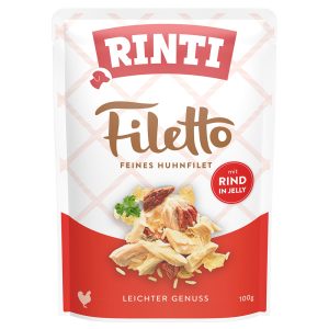 24 x 100 g Rinti Filetto Zakjes in Gelei Kip met Kip met Rund