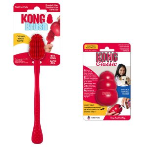 KONG Classic S (7 cm) + KONG Schoonmaakborstel hondenspeelgoed
