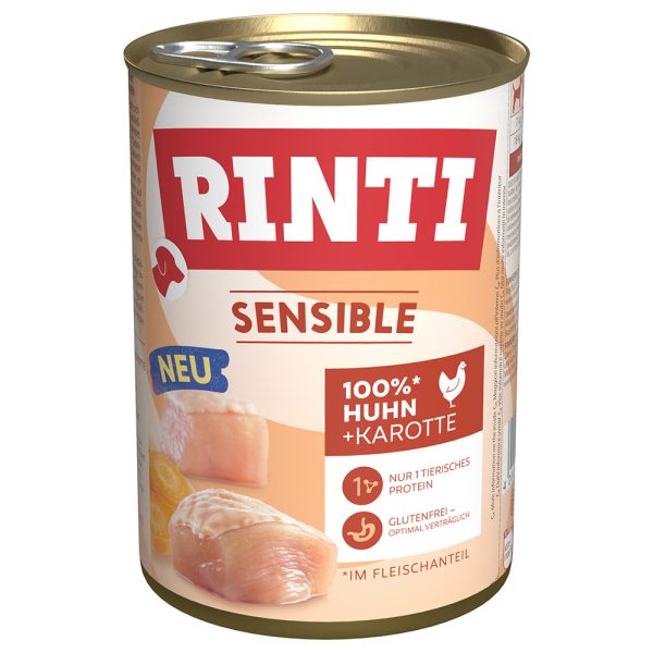 Rinti Sensible Puur 24 x 400 g - Kip & wortel