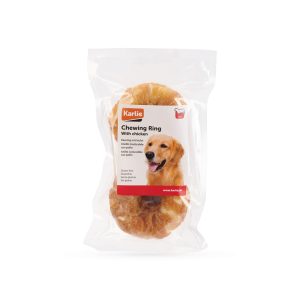 6 x Ø 7,5 cm Karlie kauwring met kipsnack voor honden