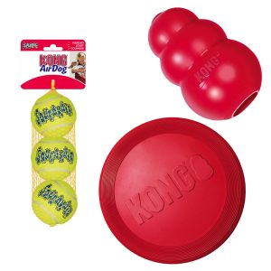 KONG Voordeelpakket: Frisbee, KONG Classic, Tennisballen - Small (Frisbee, Classic S, Tennisballen M 3 stuks)