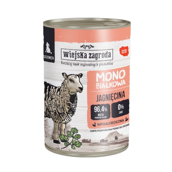 Voordeelverpakking 32x400g Wiejska Zagroda Dog Puppy lam natvoer voor honden