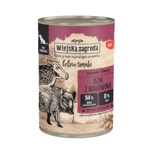Voordeelverpakking 32x400g Wiejska Zagroda Dog wild zwijn met rund natvoer voor honden