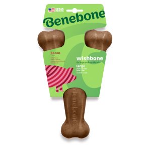 Benebone Wishbone Bacon Large: ca. L 25 x B 14,5 x H 5 cm Kauwspeeltje voor honden