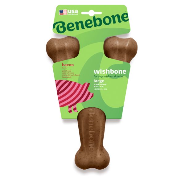 Benebone Wishbone Bacon Large: ca. L 25 x B 14,5 x H 5 cm Kauwspeeltje voor honden