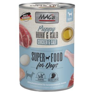 6x 400g MAC's Puppy Superfood Kip & Kalfsvlees natvoer voor honden